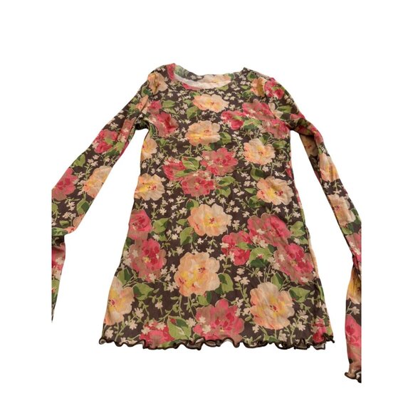 Vtg Ralph Lauren Floral Long Sleeve Mesh Top  Ruffle Y2K fairy grunge S read - Picture 2 of 16